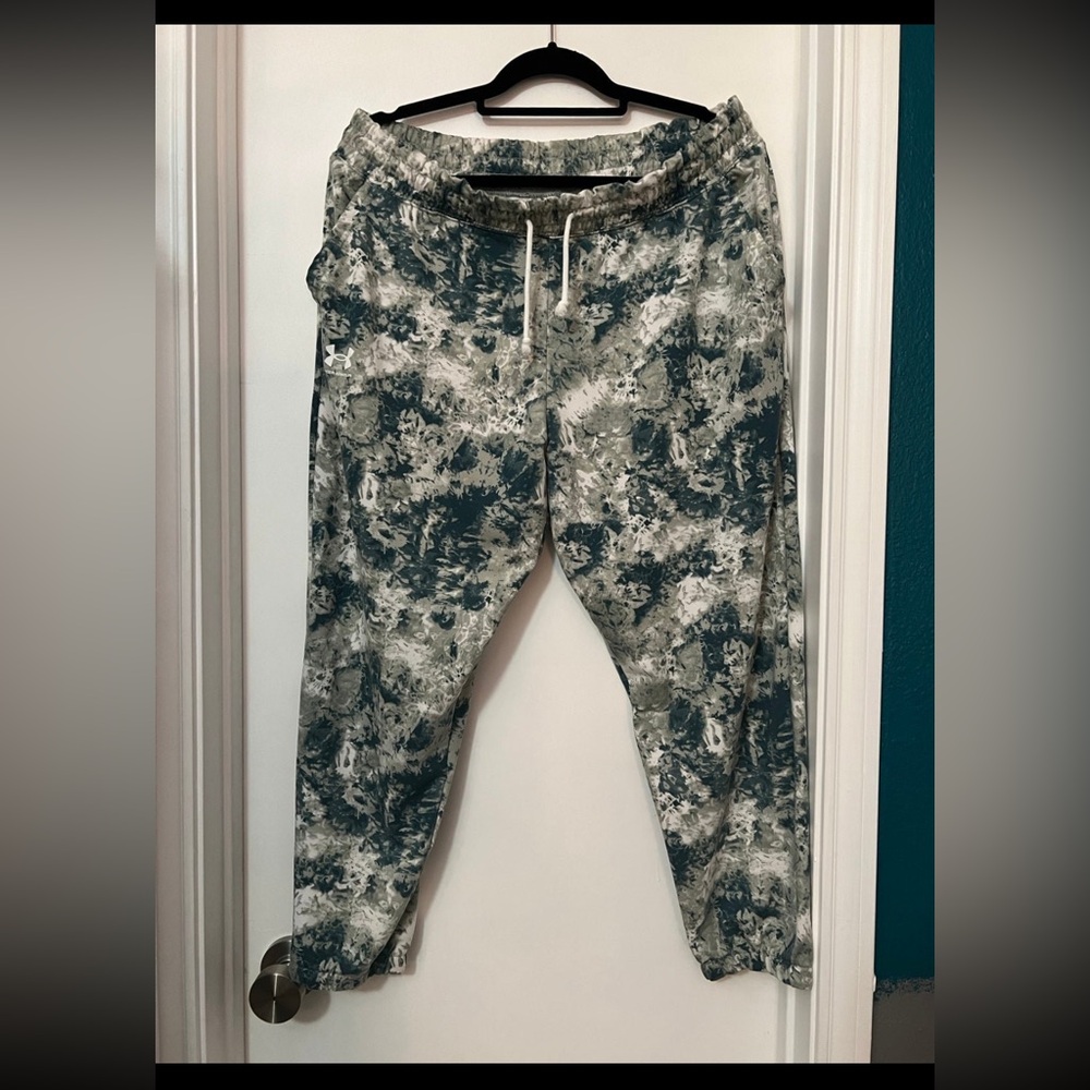 Under Armour Rival Terry Print Jogger Womens XL Elastic Waist Pull-on Green - Picture 3 of 5